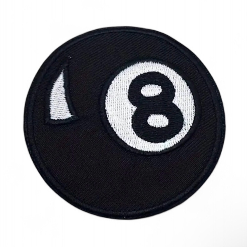 🎱 NEW! Black 8 Ball Embroidered Patch